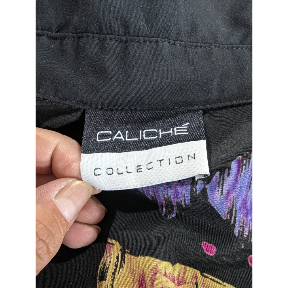 Caliche Collection Black Abstract Geometric Print Button Down Shirt XL - Picture 3 of 9